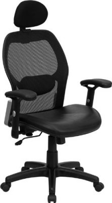 Black Mesh Chair with Italian Leather