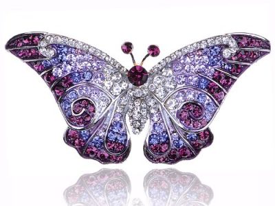 Empress Monarch Purple Winged Butterfly Swarovski Crystal Rhinestone Pin Brooch