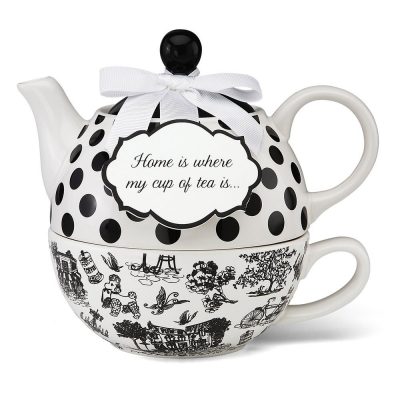 Pavilion Gift You and Me Tea for One Teapot Set by Jessie Steele (Black) - Christmas Gift Ideas for Parents Who Have Everything