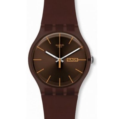 Swatch Originals Cacao Rebels Brown Dial Brown Silicone Mens Watch 