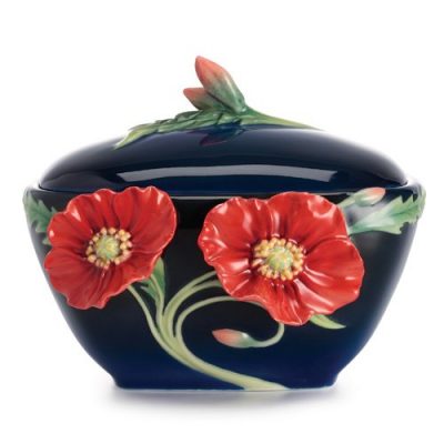 Franz Porcelain Serenity Poppy Flower Sugar Jar