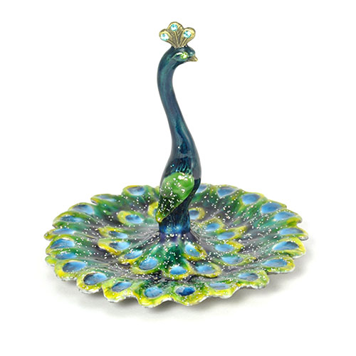 Peacock Enameled Pewter Ring/Jewelry Holder