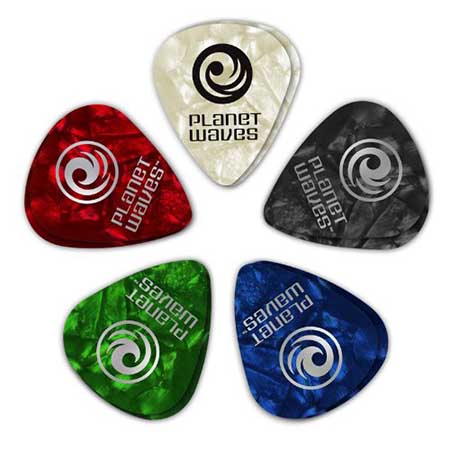 Planet Waves Assorted Pearl Celluloid Guitar Picks, 10 pack, Medium - Good Music Gifts for Kids