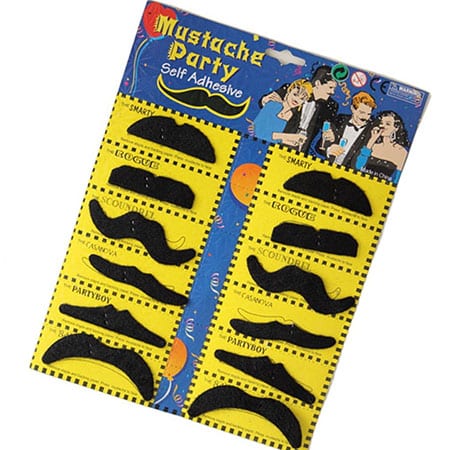Self Adhesive Set 12 Fake Mustaches Costume Party Disguise