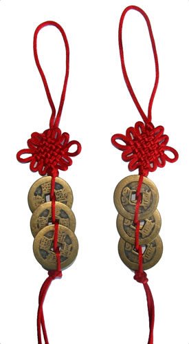 Chinese Red Enless Knot Feng Shui Coins 
