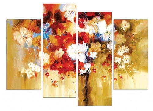 Bouquets of Flowers 4 Panel Canvas Wall Painting 