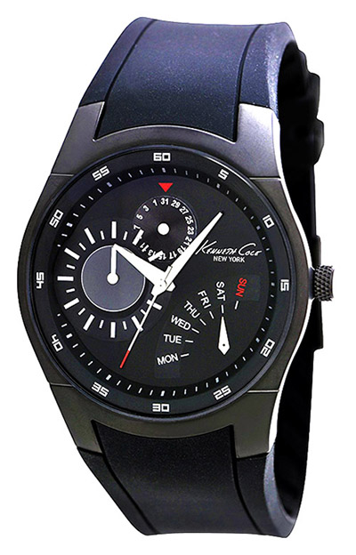 Kenneth Cole New York Men's KC1908 Slim Gunmetal IP Round Multi-Function Silicone Watch