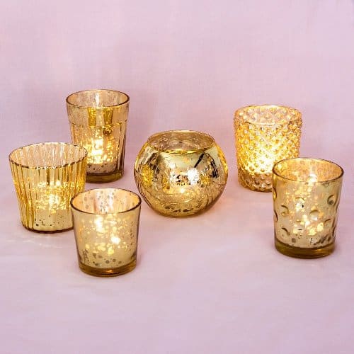 Mercury Glass Tea Light Candle Holders 