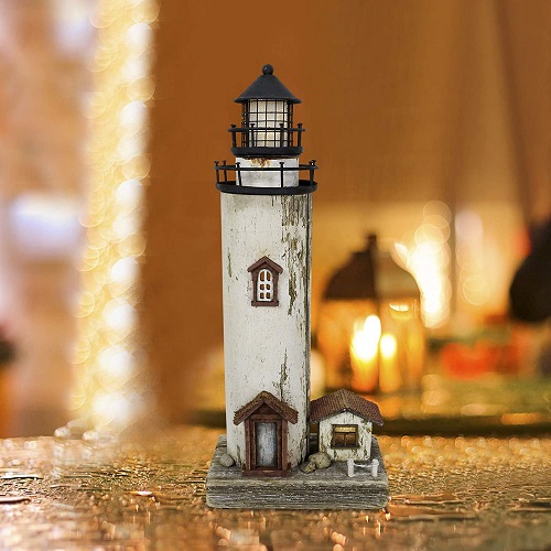 Wood Lighthouse with Led Light