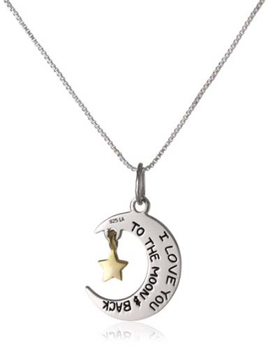 I Love You To The Moon and Back -- Moon and Star Pendant Necklace