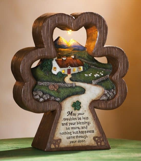 Irish Blessing Shamrock Lighted Tabletop Decoration