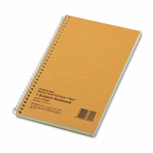 National Brand Brown Board Cover Notebook, Narrow, 1-Subject | Going to College Gifts