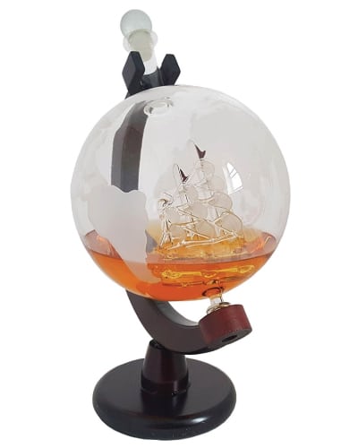 Globe decanter with ship inside