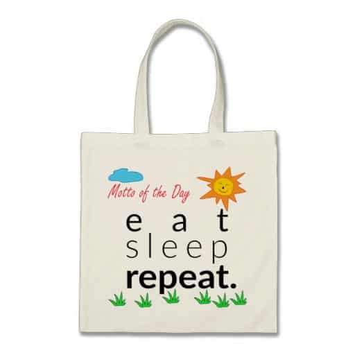 Eat Sleep Repeat Tote Bag. Retirement Gifts 