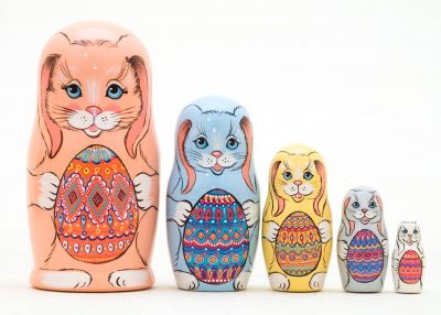 Easter Bunnies with Eggs Nesting Doll