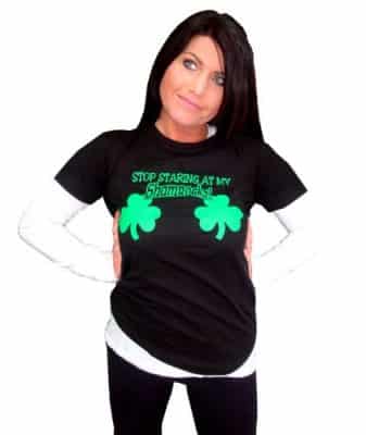 Stop Staring At My Shamrocks Funny Sexy St. Patrick's Day T-Shirt