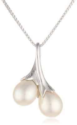 Sterling Silver Freshwater Cultured Pearl Bypass Pendant Necklace, 18