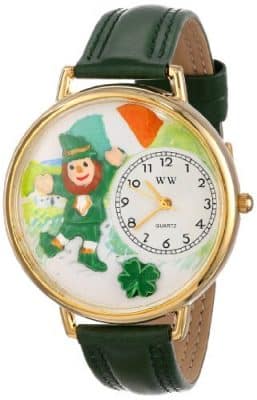 Whimsical Watches Unisex G1224001 St. Patrick's Day Irish Flag Green Leather Watch