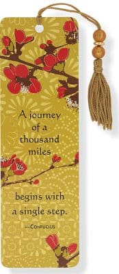 Cherry Blossom Gold Foil Japonica Beaded Bookmark