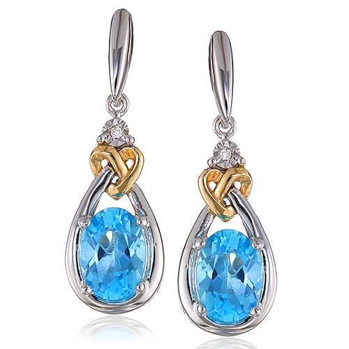 Love Knot Blue Topaz with Diamond-Accent Earrings