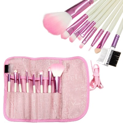 Pink Makeup Brush Set with bag