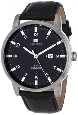 Tommy Hilfiger Men's 1710330 Stainless Steel and Black Leather Watch