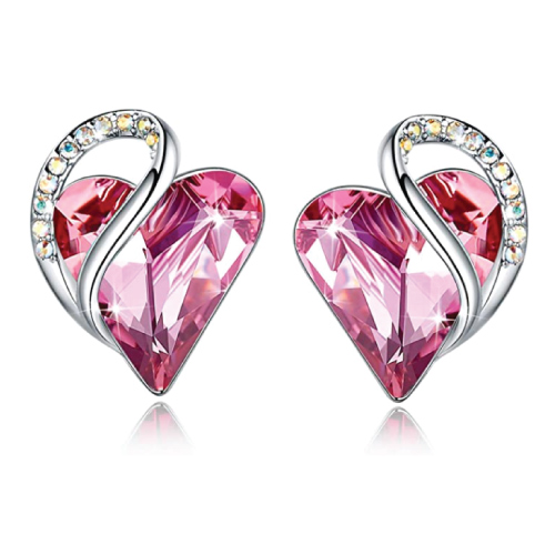 Leafael Infinity Love Heart Stud Earrings with Birthstone 