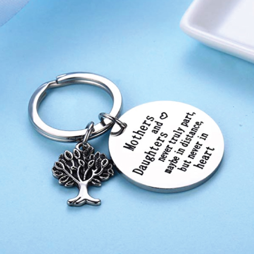 The Love Between Mother and Daughter Heart Charm Keychain