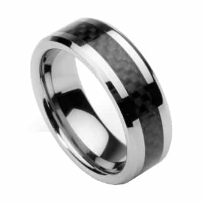 Men's Tungsten Ring with Carbon Fiber Inlay (Sizes 7 - 12)