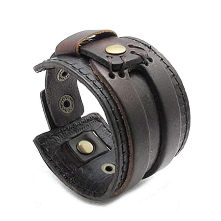Genuine Leather Mens Bangle Cuff Bracelet