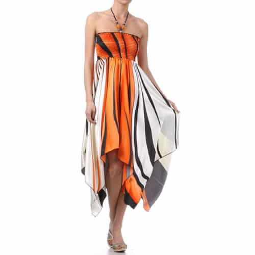 Swirl Design Satin Halter Dress