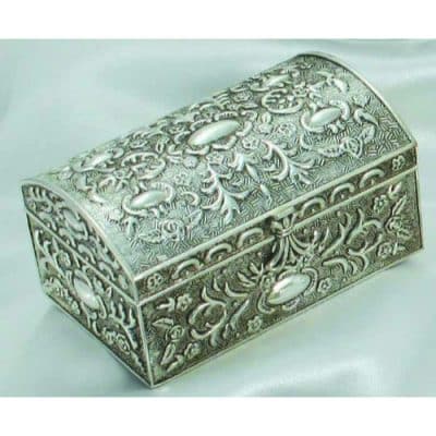 Antique Floral Silver Chest Box