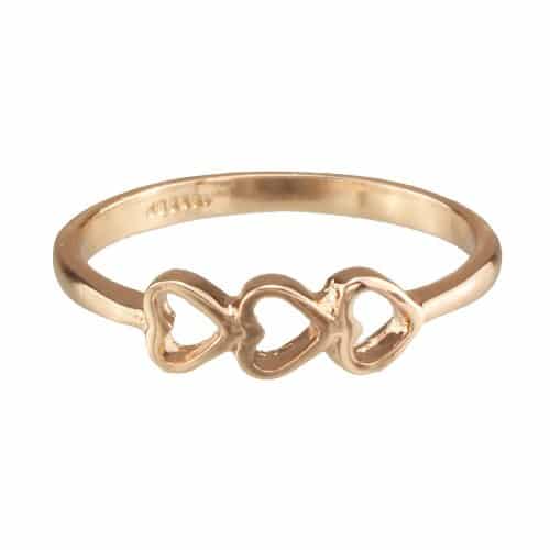 Gold Plated Triple Hearts Ring 