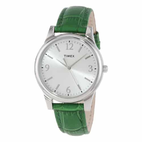 Timex Women's Dark Green Croco Patterned Leather Watch