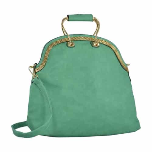 MG Collection Green Vintage Satchel Handbag