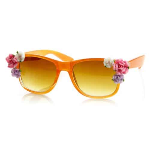 Flower Adorned Color Coated Wayfarer Sunglasses