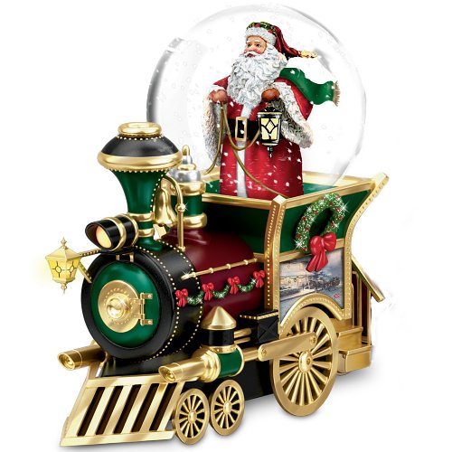 Thomas Kinkade Santa Claus Is Comin' To Town Snowglobe Train 