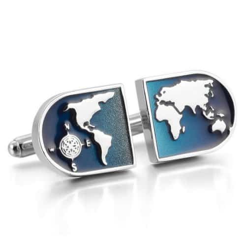 World Map Blue Cufflinks