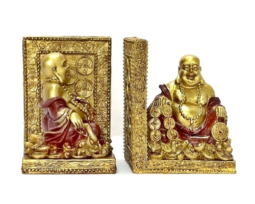 Laughing Buddha Statue Book Ends