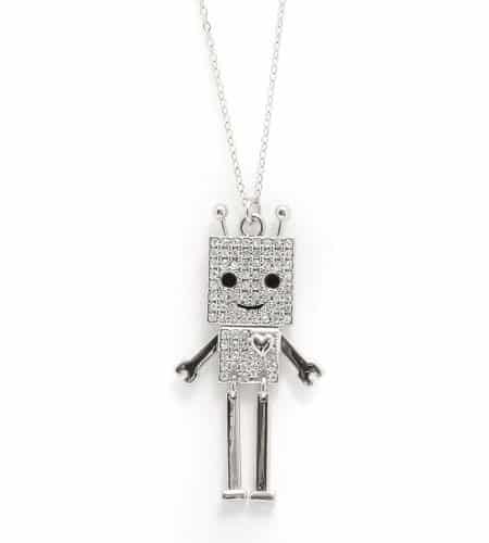 Crystals Embedded Robot Necklace