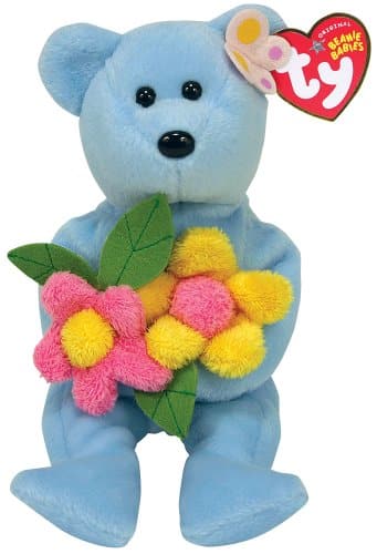 Ty Bluebonnet Blue Bear with Flowers