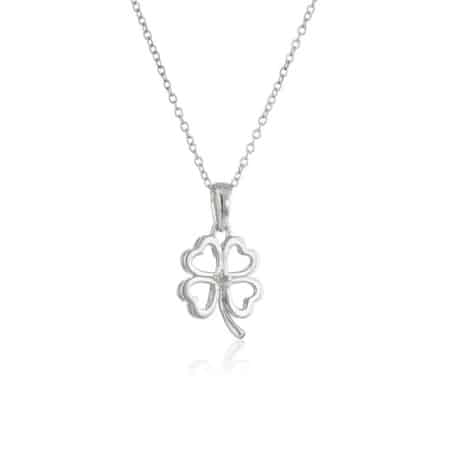 Sterling Silver Clover Heart Diamond Accent Necklace