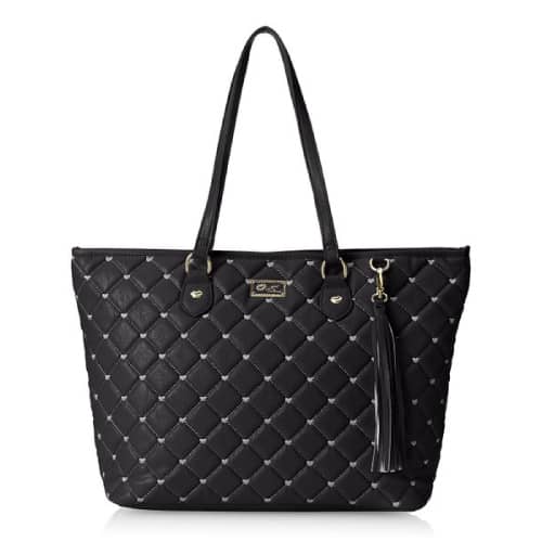 Betsey Johnson Quilted Heart Tote in Black