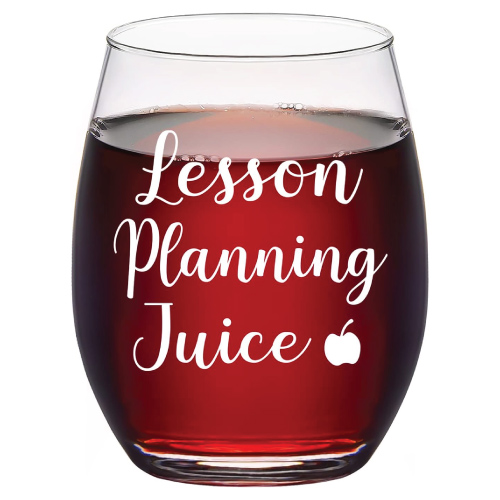 Funny Lesson Planning Juice Stemless Wine Glass