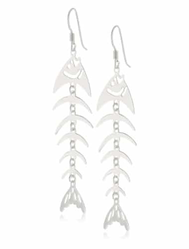 Sterling Silver Moveable Fish French Wire Earrings 