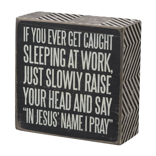 Caught Sleeping Box Sign - farewell gift ideas for coworker