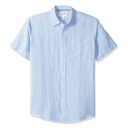 Amazon Essentials Men's Regular-Fit Short-Sleeve Linen Cotton Shirt