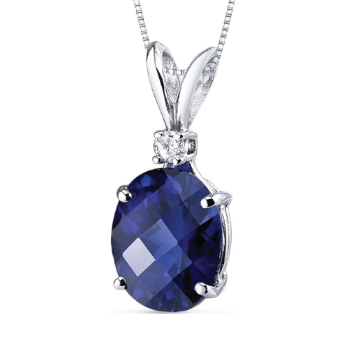 PEORA Blue Sapphire Pendant Necklace