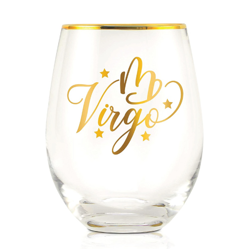 Virgo Astrology Sign Wine Glass
