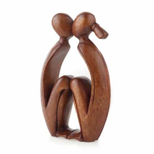 Kissing Wood Statue - Wood Anniversary Gift Ideas